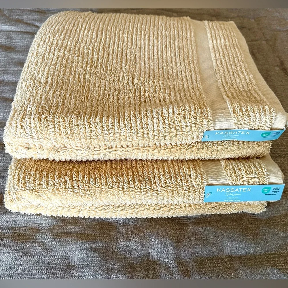 Kassatex Cotton Bath Towels Set of 2 Golden Yellow NEW WITH TAGS